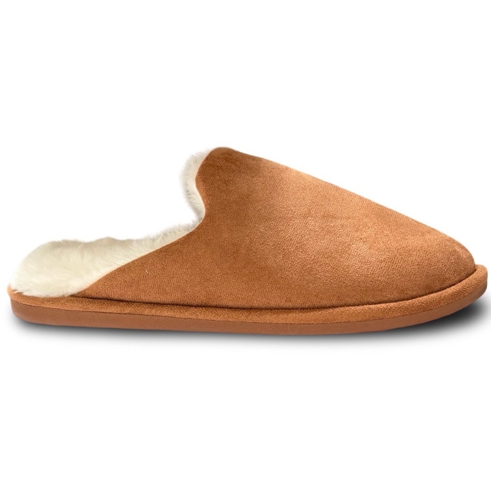 State of Day Womens Chestnut Faux Suede Fur Lined Scuff Slippers Sz Large 9-10 - Picture 7 of 12